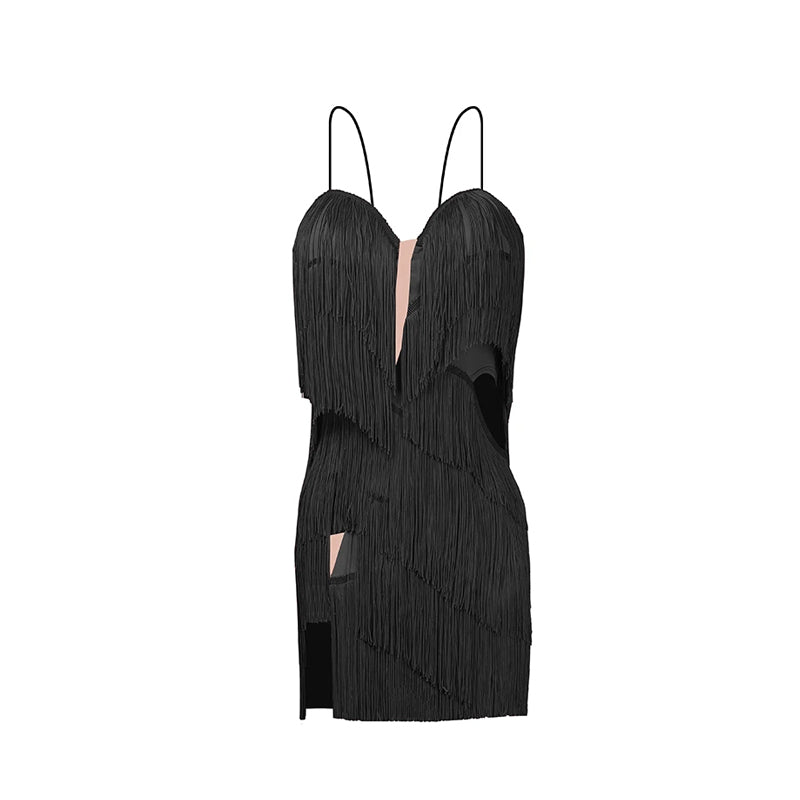 Z Women's Milk Silk Fabric Tassel Dance Dress Dance Wear Training Performance Dress