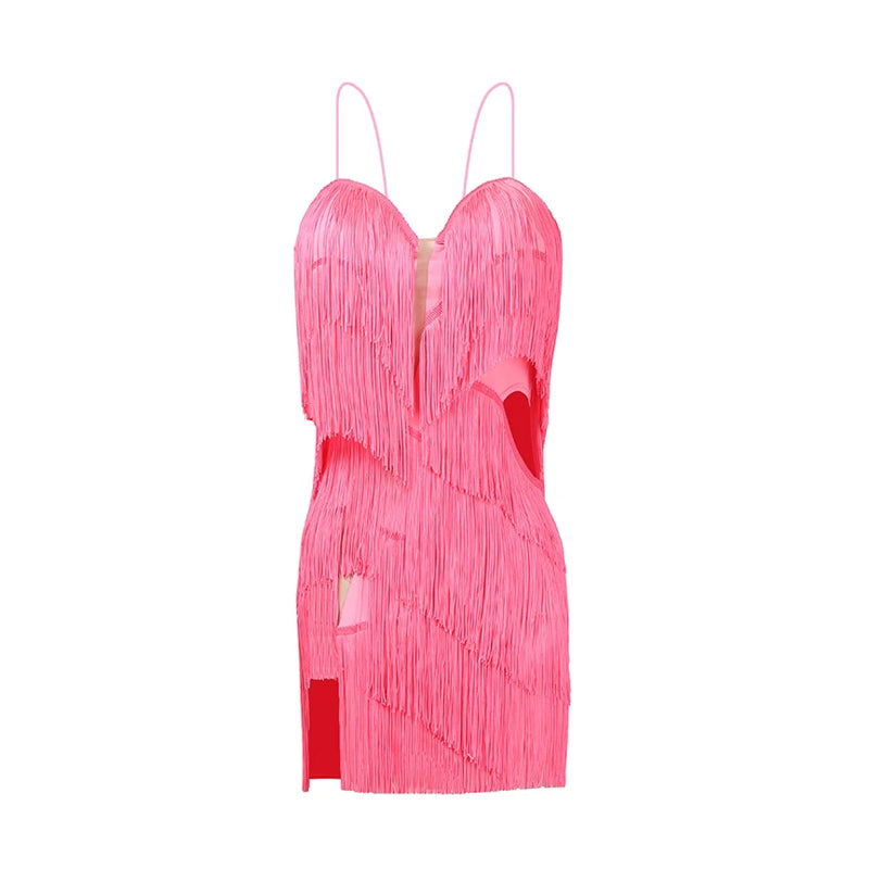 Z Women's Milk Silk Fabric Tassel Dance Dress Dance Wear Training Performance Dress