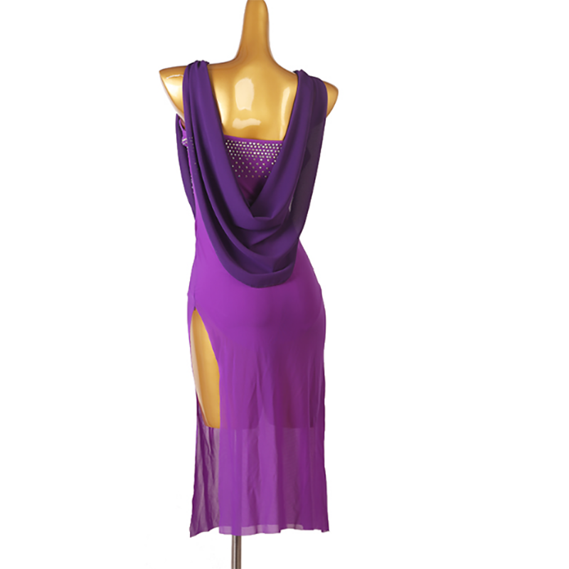 Customisable-Women's One Shoulder Latin Dance Dress Rumba Dance Practice Dresses Performance Dresses