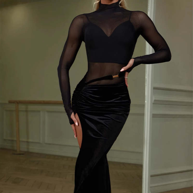 Z Women's Long Sleeve Latin Practice Dance Wear Dance Bodysuit Leotards