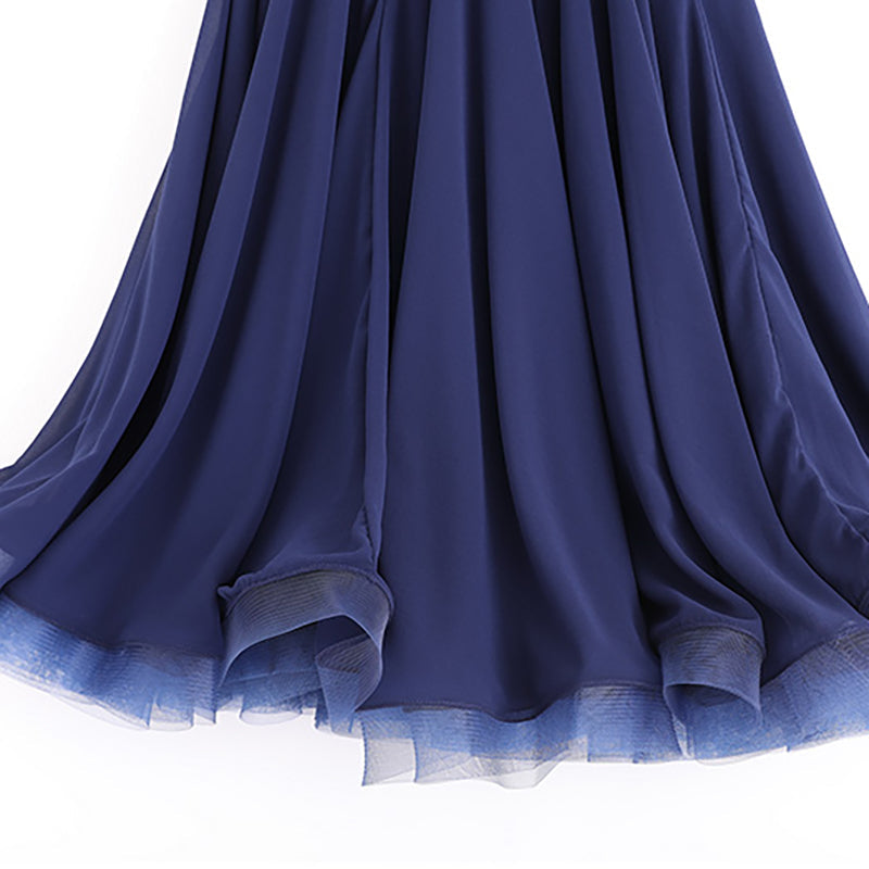 Women's Dark Blue Modern Dance Performance Dress Waltz Ballroom Dance Dress