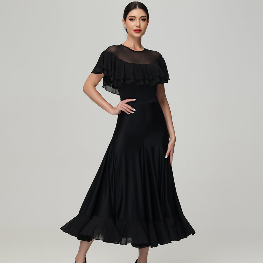 Customisable-Women's Round Neck Waltz Modern Ballroom Dance Dress Competition Dresses