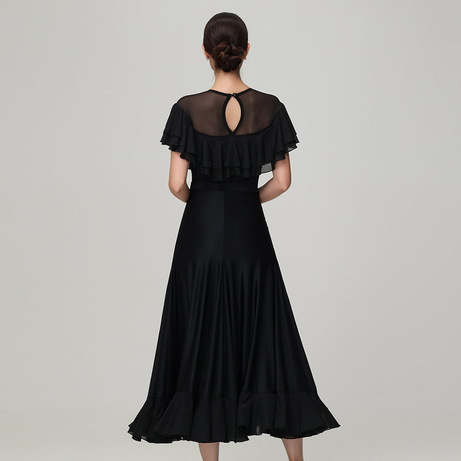 Customisable-Women's Round Neck Waltz Modern Ballroom Dance Dress Competition Dresses