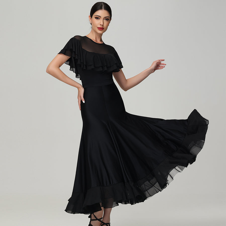 Customisable-Women's Round Neck Waltz Modern Ballroom Dance Dress Competition Dresses