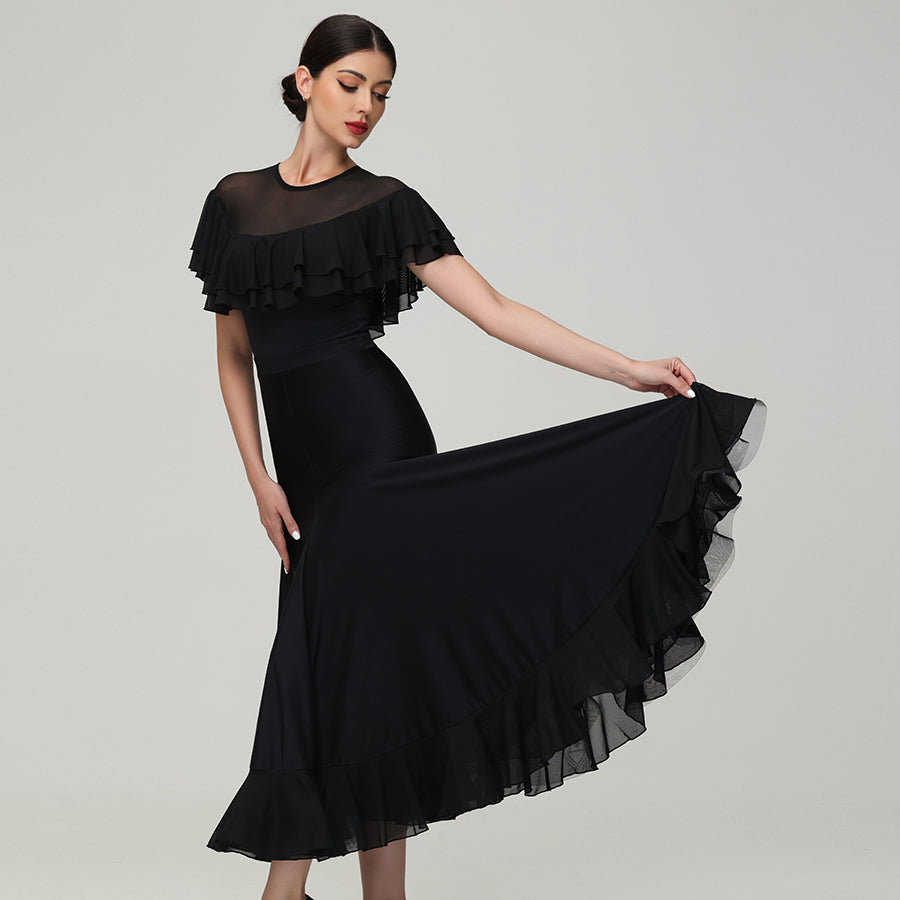 Customisable-Women's Round Neck Waltz Modern Ballroom Dance Dress Competition Dresses