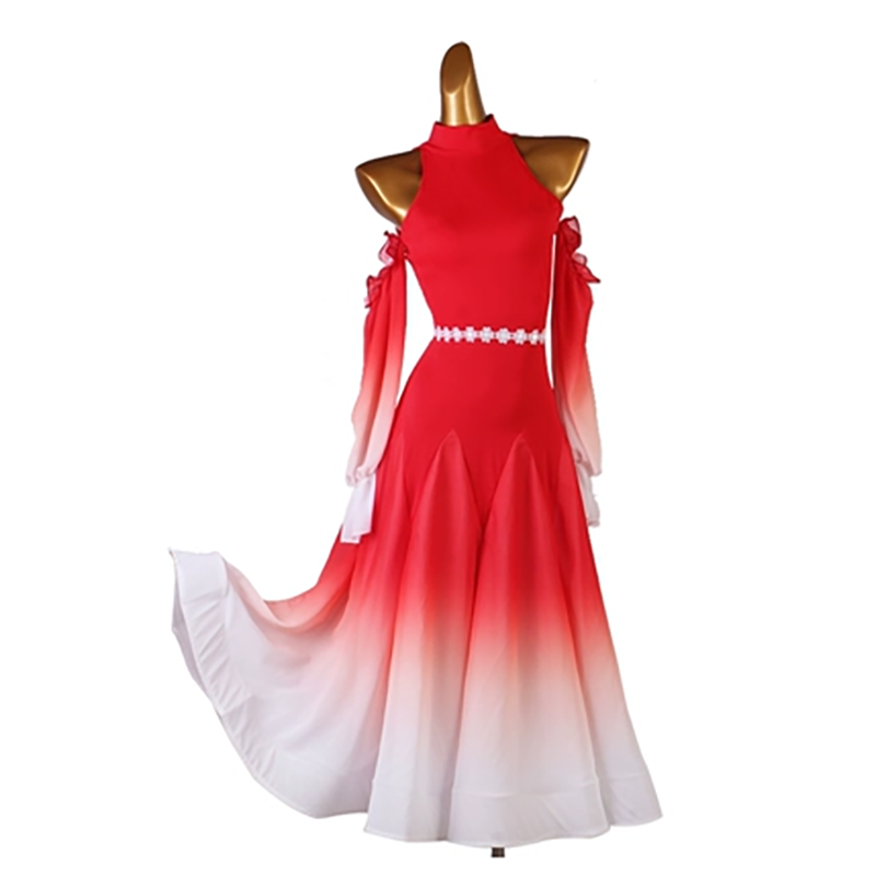 Customisable-Women's Long Sleeve Modern Dance Performance Dress Ballroom Dance Dress