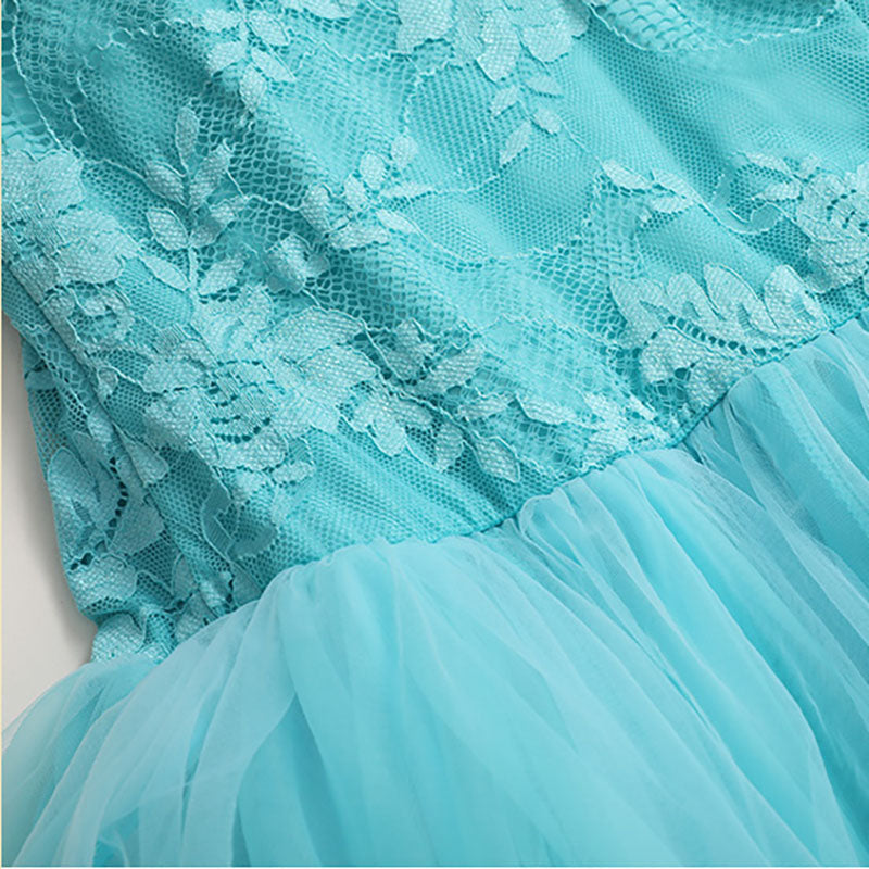 Women's Skyblue Round Neck Lace Modern Ballroom Dance Dress Swing Dress Training Performance Dress