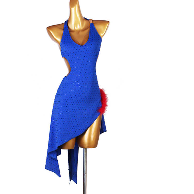 Customisable-Women's Sleeveless Rhinestone Rumba Latin Dance Dresses Performance Dresses