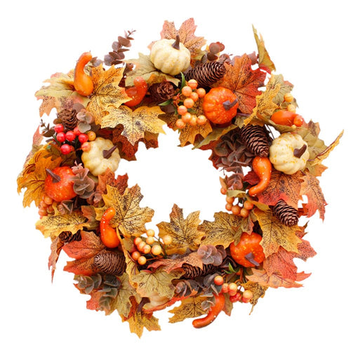 20 in. Pumpkins, Pine Cones and Berries Fall Artificial Wreath