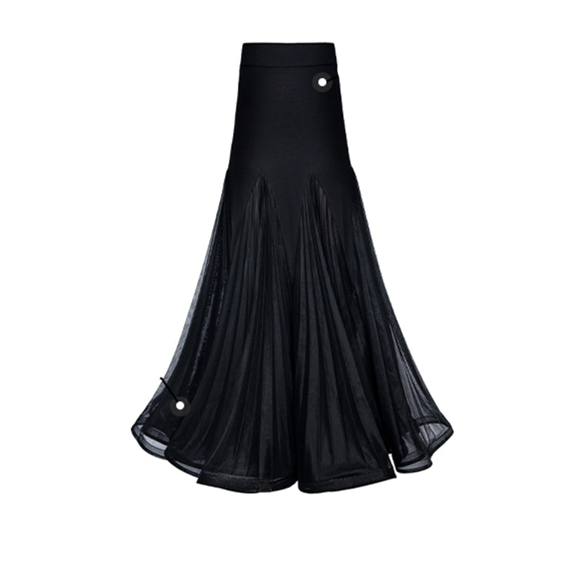 TID-Women's Black Mesh Swing Modern Ballroom Waltz Dance Skirts