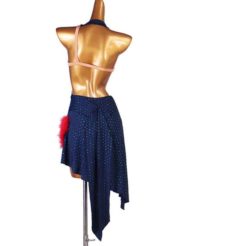 Customisable-Women's Sleeveless Rhinestone Rumba Latin Dance Dresses Performance Dresses