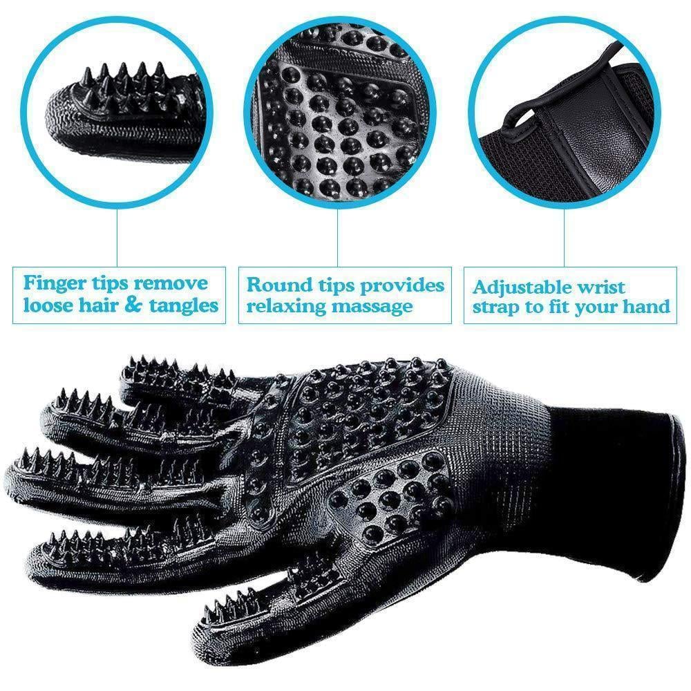 Pet Grooming Gloves For Cats, Dogs & Horses - ( 1 Pair )