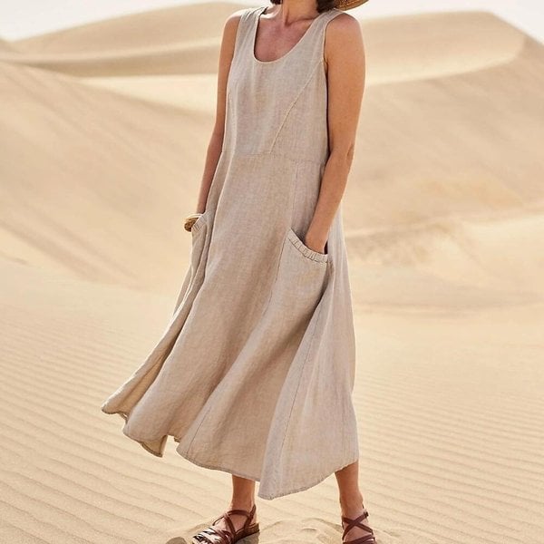 🔥 Last Day Promotion 48% OFF 🔥Women's Sleeveless Cotton And Linen Dress