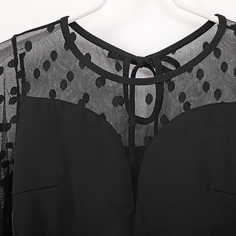 Women's Polka Mesh Modern Dance Performance Dress Waltz Ballroom Dance Dress