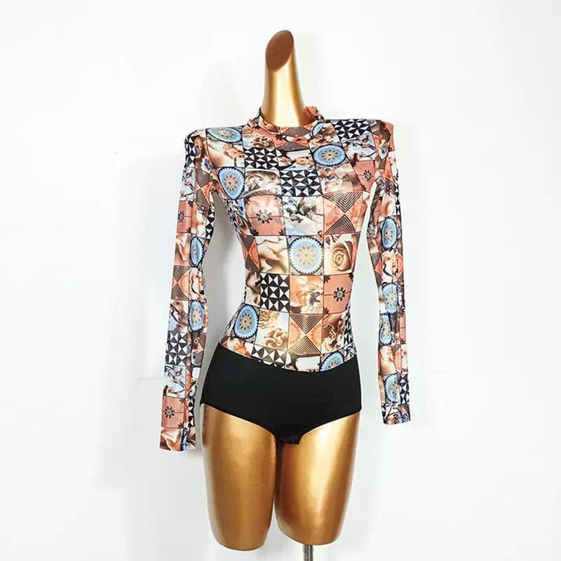 YJFY Women's Spandex Dance Wear Bodysuit Dance Tops