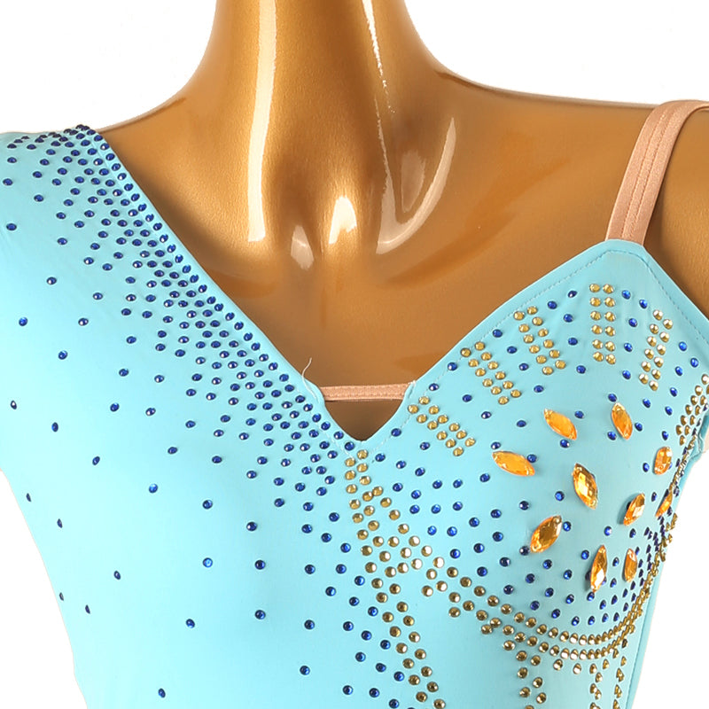 Customisable-Women's Performance One Shoulder Latin Salsa Dance Dress Competition Dress