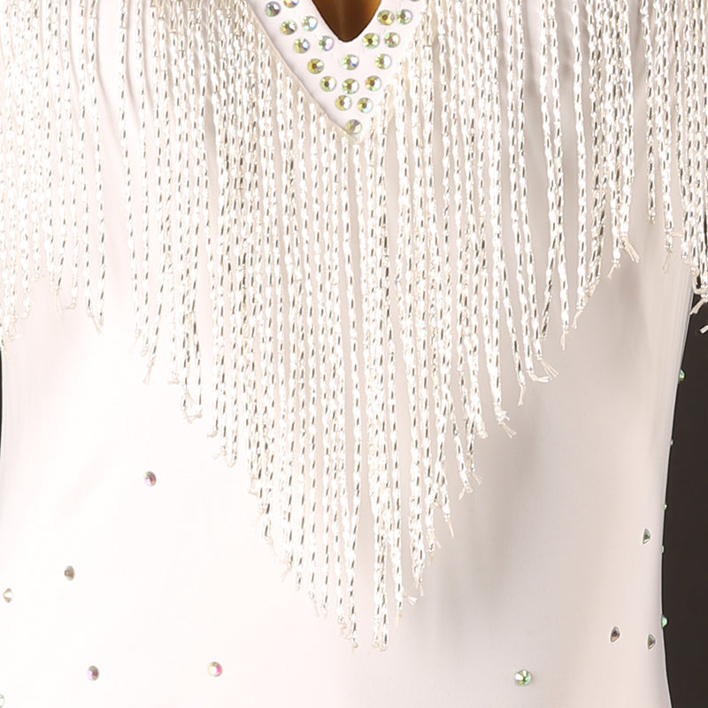 Customisable-Women's Performance Long Sleeve Tassel Latin Salsa Dance Dress Competition Dress