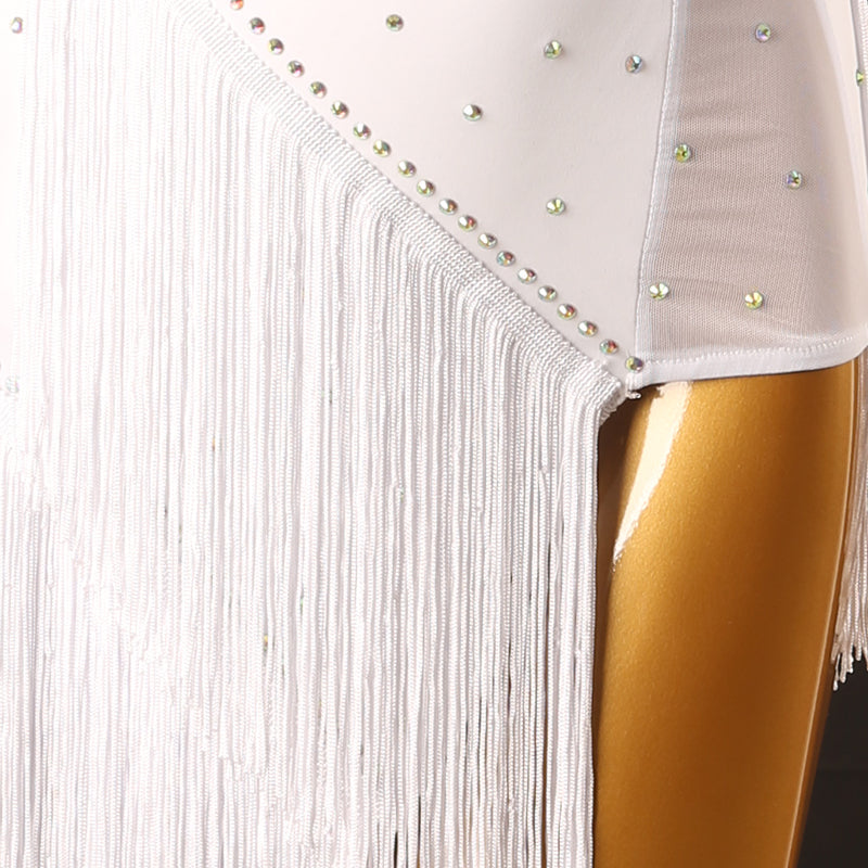 Customisable-Women's Performance Long Sleeve Tassel Latin Salsa Dance Dress Competition Dress