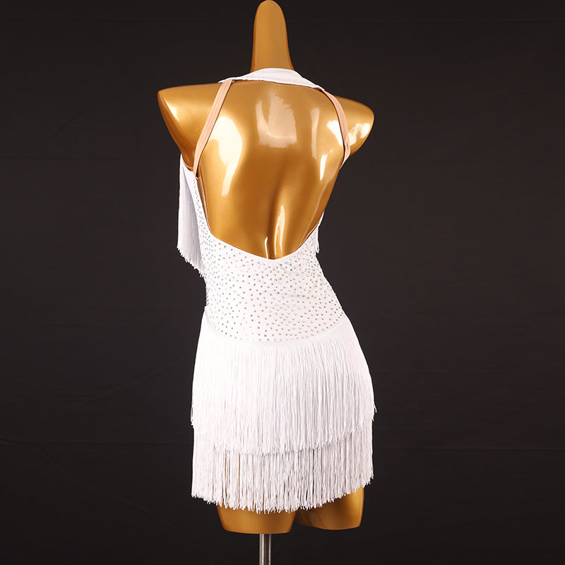 Customisable-Women's Performance Sleeveless Tassels Latin Salsa Dance Dress Competition Dress