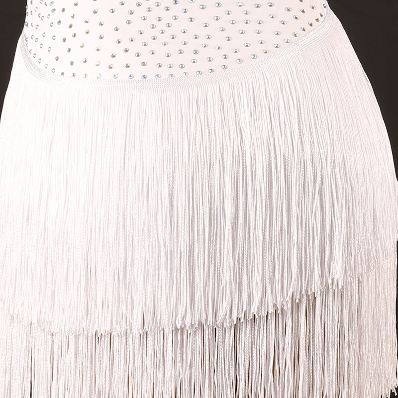 Customisable-Women's Performance Sleeveless Tassels Latin Salsa Dance Dress Competition Dress