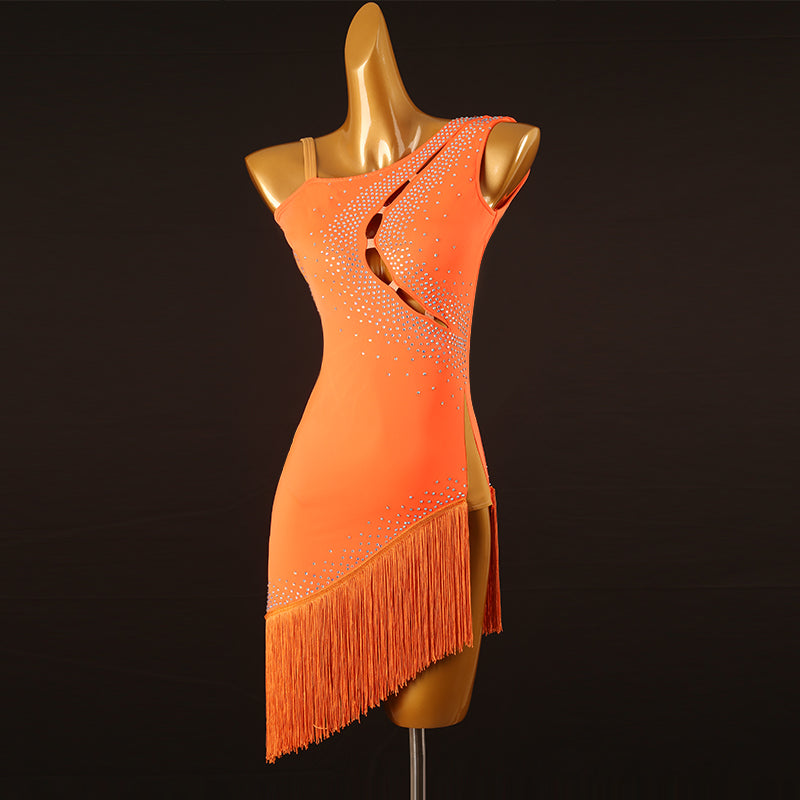 Customisable-Women's Performance Sleeveless Tassel Latin Salsa Dance Dress Competition Dress