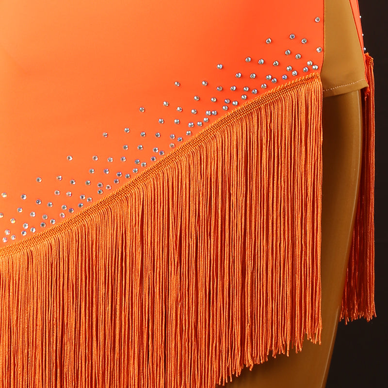 Customisable-Women's Performance Sleeveless Tassel Latin Salsa Dance Dress Competition Dress