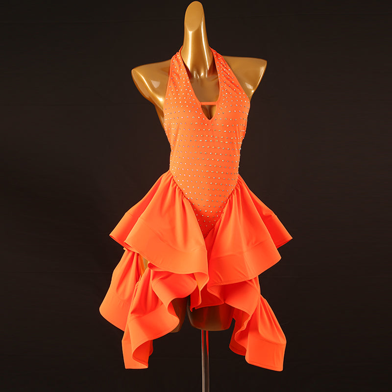 Customisable-Women's Performance Sleeveless Latin Salsa Dance Dress Competition Dress