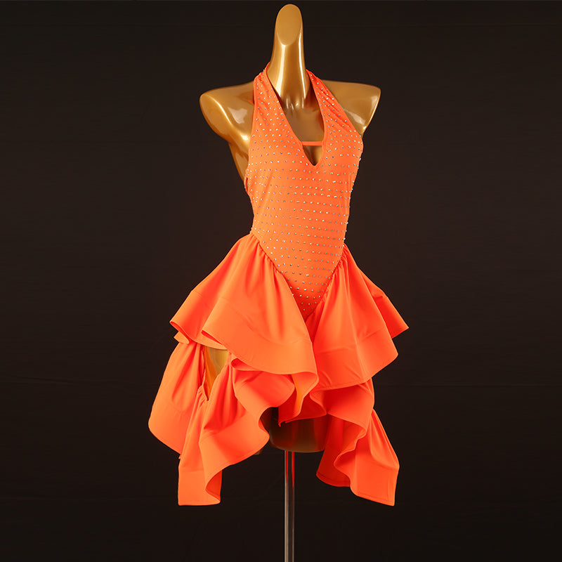 Customisable-Women's Performance Sleeveless Latin Salsa Dance Dress Competition Dress