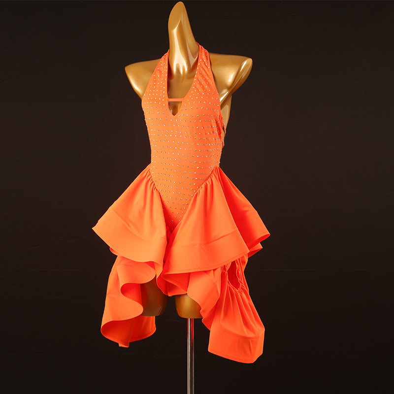 Customisable-Women's Performance Sleeveless Latin Salsa Dance Dress Competition Dress