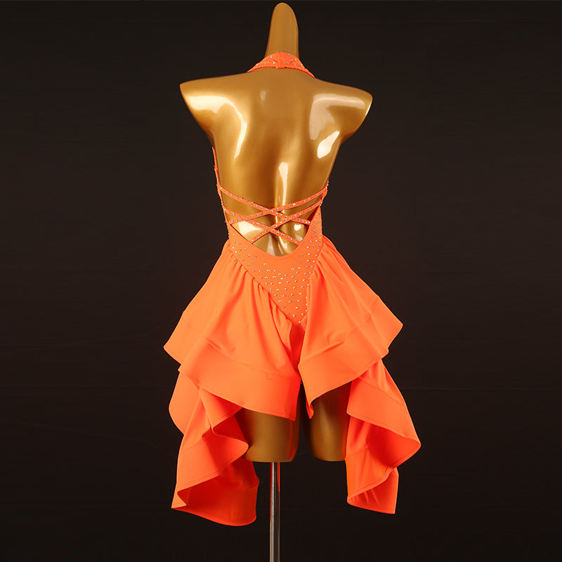 Customisable-Women's Performance Sleeveless Latin Salsa Dance Dress Competition Dress