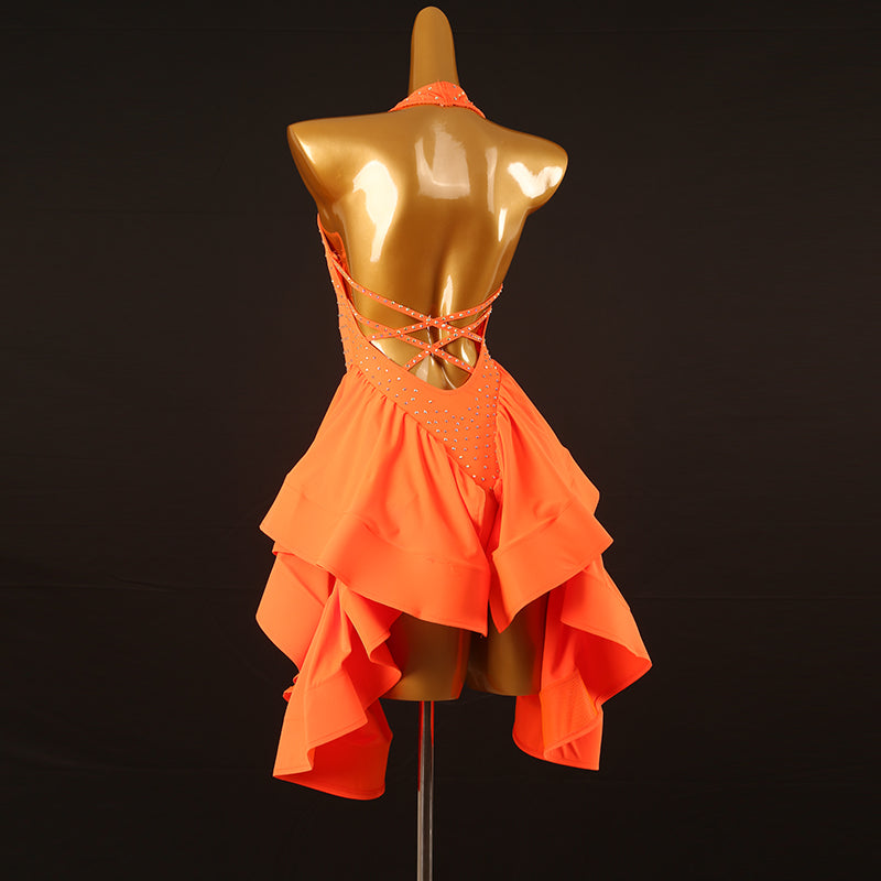 Customisable-Women's Performance Sleeveless Latin Salsa Dance Dress Competition Dress