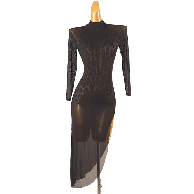Customisable-Women's Performance Long Sleeve Latin Salsa Dance Dress Competition Dress