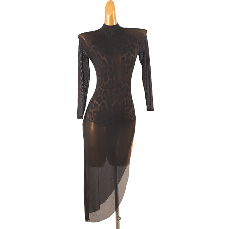 Customisable-Women's Performance Long Sleeve Latin Salsa Dance Dress Competition Dress