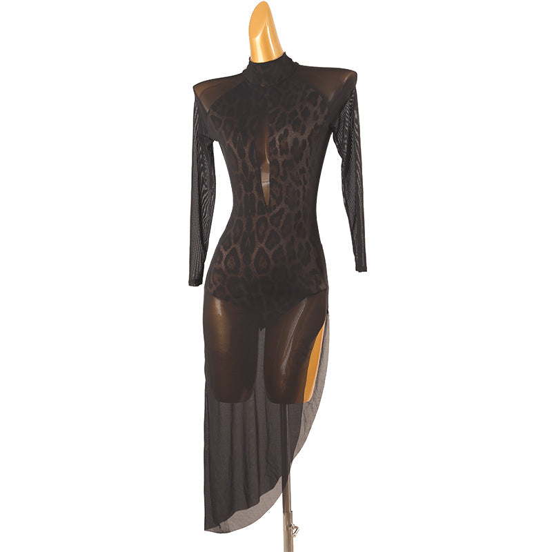 Customisable-Women's Performance Long Sleeve Latin Salsa Dance Dress Competition Dress