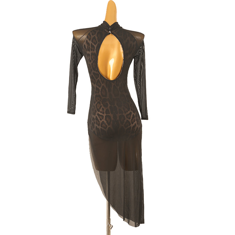 Customisable-Women's Performance Long Sleeve Latin Salsa Dance Dress Competition Dress