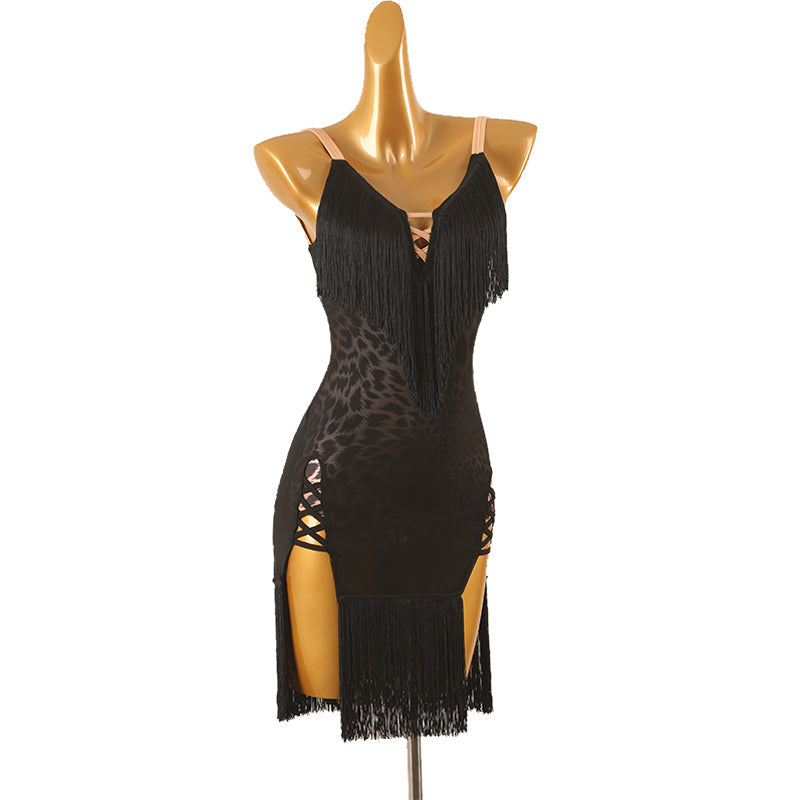 Customisable-Women's Performance Sleeveless Tassel Latin Salsa Dance Dress Competition Dress
