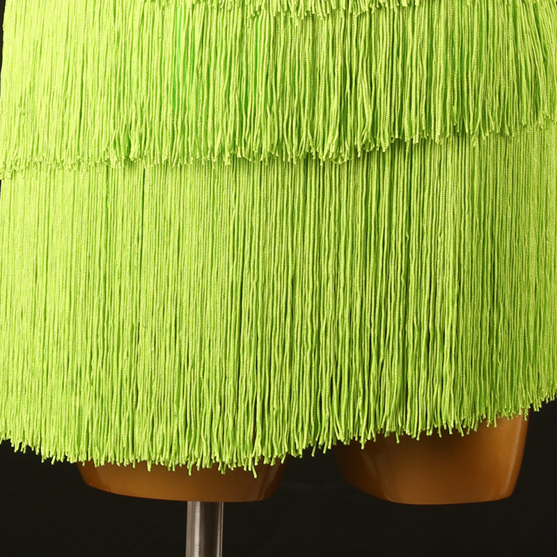 Customisable-Women's Performance Sleeveless Tassel Latin Salsa Dance Dress Competition Dress