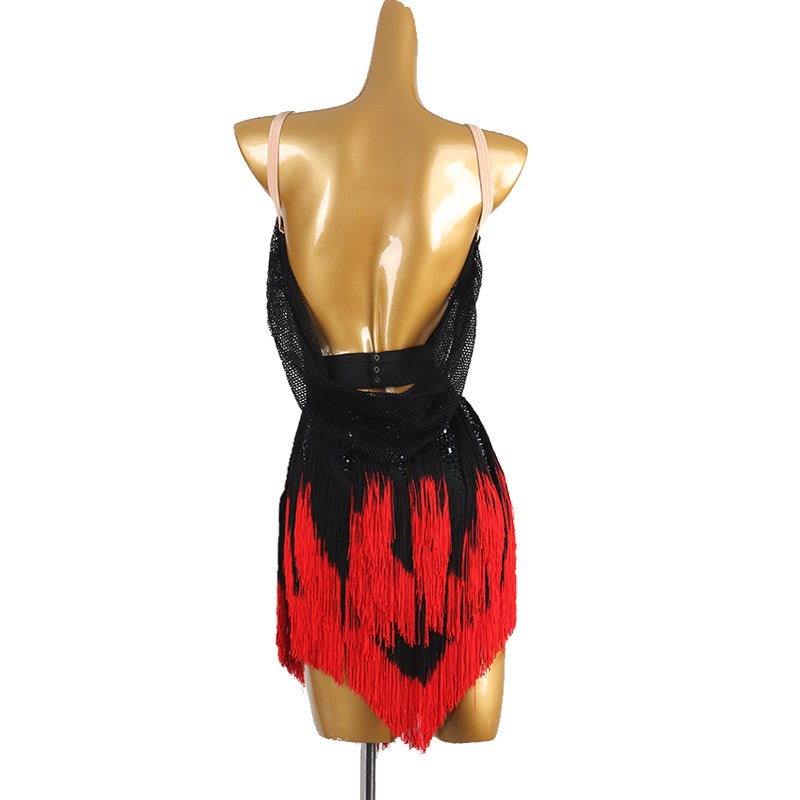 Customisable-Women's Black Tassel DanceWear Dance Dress Performance Wear