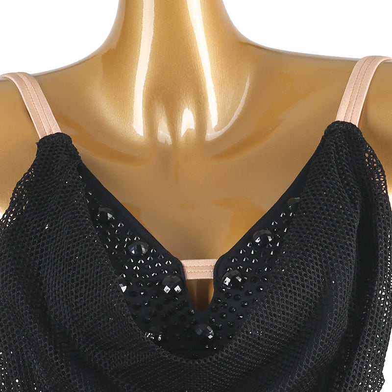 Customisable-Women's Black Tassel DanceWear Dance Dress Performance Wear