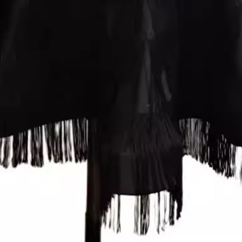 Customisable-Women's Black Tassel Dance Wear Dance Dress Performance Wear