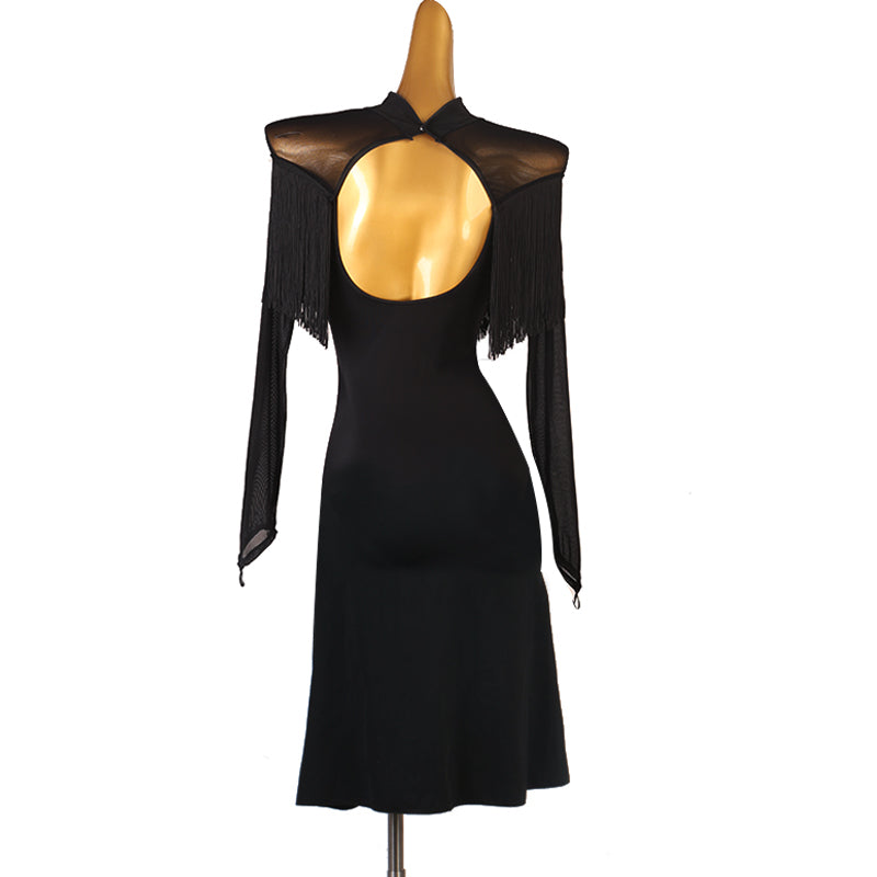Customisable-Women's Black Long Sleeve Dance Wear Dance Dress Performance Wear