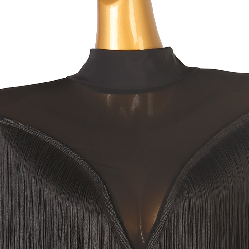 Customisable-Women's Black Long Sleeve Dance Wear Dance Dress Performance Wear