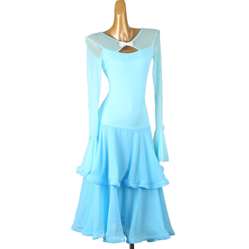 Customisable-Women's Long Sleeve Modern Dance Performance Dress Ballroom Dance Dress