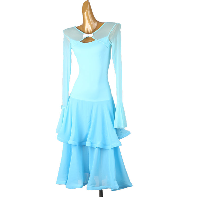 Customisable-Women's Long Sleeve Modern Dance Performance Dress Ballroom Dance Dress