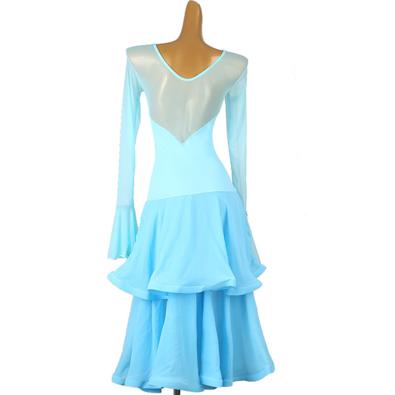 Customisable-Women's Long Sleeve Modern Dance Performance Dress Ballroom Dance Dress