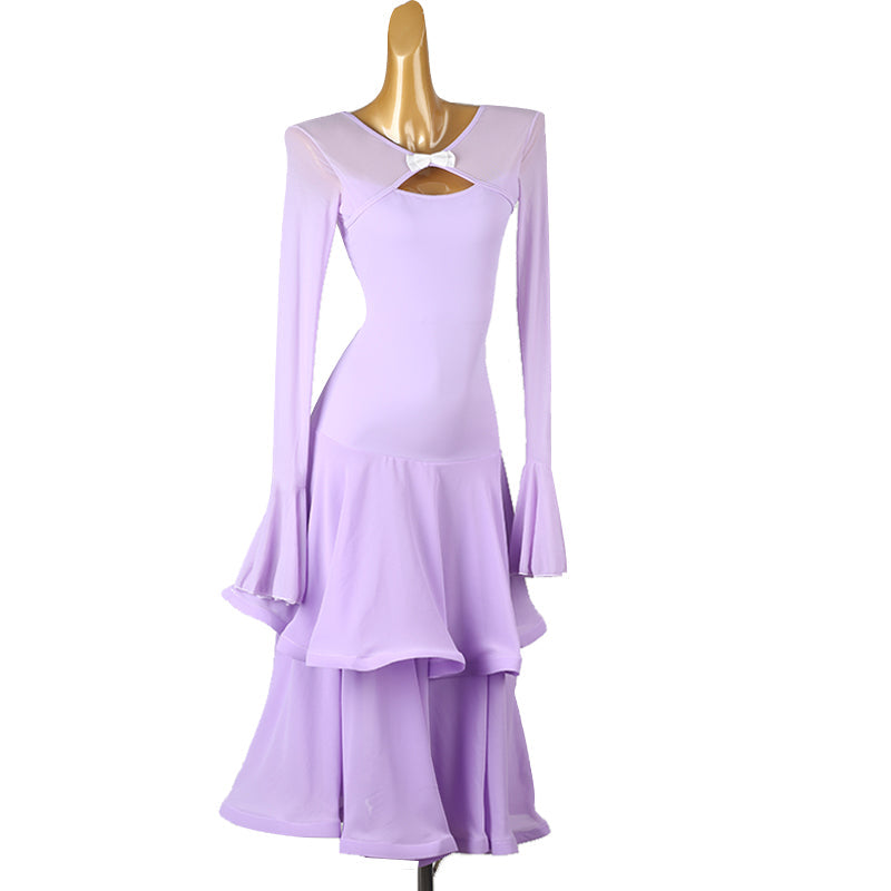 Customisable-Women's Long Sleeve Modern Dance Performance Dress Ballroom Dance Dress