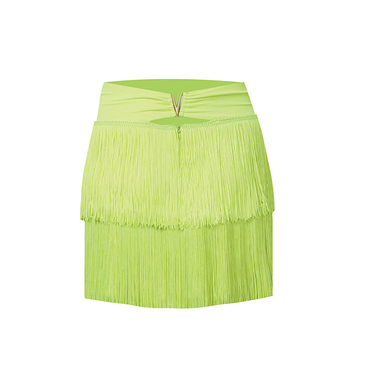 Women's Milk Silk Fabric Tassel Dance Skirt Training Performance Dancewear
