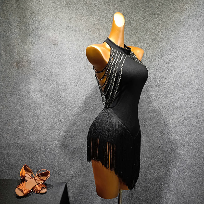 Women's Spandex Splicing Tassel Dance Dress Dance Wear Training Performance Dress