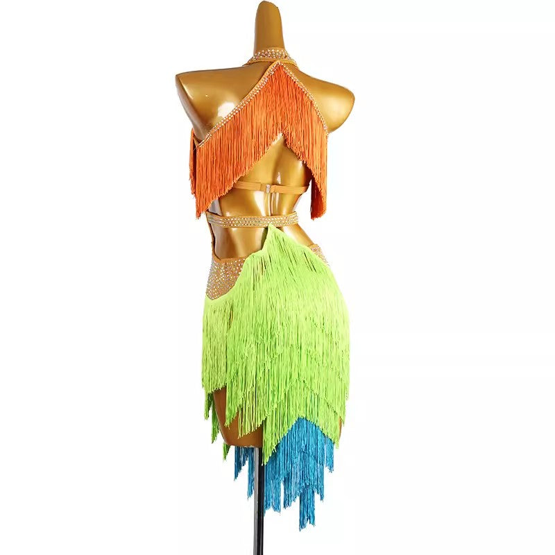 Customisable-Women's Tassel DanceWear Dance Dress Performance Wear