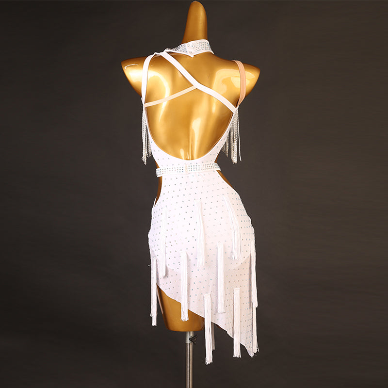 Customisable-Women's Performance Sleeveless Tassels Latin Salsa Dance Dress Competition Dress